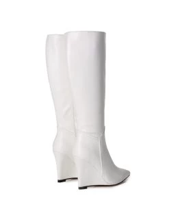 Giaro Giaro Knee Boots With Wedge Heel ELLA In White -Urban Sole Shop giaro giaro knee boots with wedge heel ella in whi 5