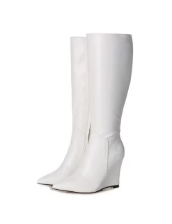 Giaro Giaro Knee Boots With Wedge Heel ELLA In White -Urban Sole Shop giaro giaro knee boots with wedge heel ella in whi 6