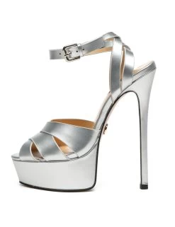 Giaro Giaro KROSS SILVER METALLIC MATTE SANDALS