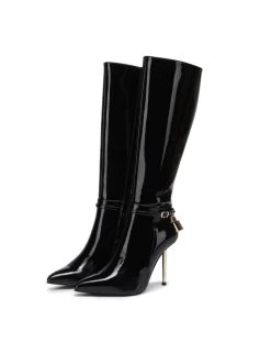 Giaro Giaro LEANDRA BLACK SHINY KNEE BOOTS -Urban Sole Shop giaro giaro leandra black shiny knee boots 5