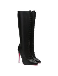 Giaro Giaro MILANA BLACK MATTE LACE KNEE BOOTS -Urban Sole Shop giaro giaro milana black matte lace knee boots 5