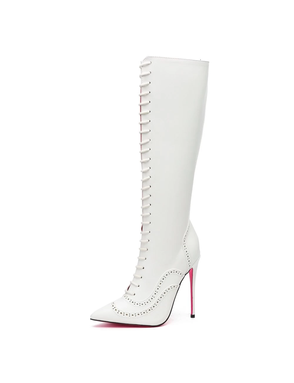 Giaro Giaro MILANA WHITE MATTE LACE KNEE BOOTS 3 Giaro Giaro MILANA WHITE MATTE LACE KNEE BOOTS - Image 3
