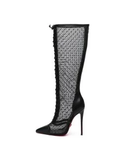 Giaro Giaro PIKANTE BLACK MESH MESH LACE KNEE BOOTS