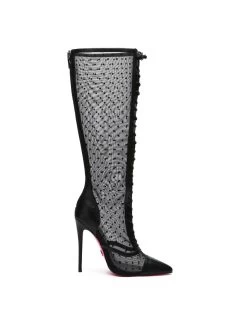 Giaro Giaro PIKANTE BLACK MESH MESH LACE KNEE BOOTS -Urban Sole Shop giaro giaro pikante black mesh mesh lace knee boot 3