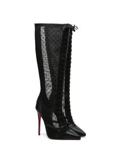 Giaro Giaro PIKANTE BLACK MESH MESH LACE KNEE BOOTS -Urban Sole Shop giaro giaro pikante black mesh mesh lace knee boot 5