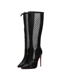 Giaro Giaro PIKANTE BLACK MESH MESH LACE KNEE BOOTS -Urban Sole Shop giaro giaro pikante black mesh mesh lace knee boot 7