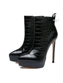 Giaro Giaro Platform Ankle Boots STACK In Black Croc Print -Urban Sole Shop giaro giaro platform ankle boots stack in black cr 7