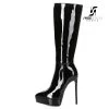 Giaro Giaro Platform Knee Boots SARAYA In Black Shiny