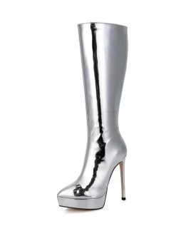 Giaro Giaro Platform Knee Boots SARAYA In Silver Shiny 17 Giaro Giaro Platform Knee Boots SARAYA In Silver Shiny -Urban Sole Shop giaro giaro platform knee boots saraya in silver s 7