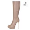 Giaro Giaro Platform Knee Boots SARAYA In Taupe