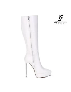 Giaro Giaro Platform Knee Boots SARAYA In White -Urban Sole Shop giaro giaro platform knee boots saraya in white 5