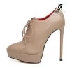 Giaro Giaro Platform Lace Up Pumps SNUG In Taupe With Red Lining