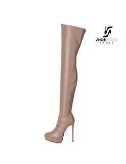 Giaro Giaro Platform Thigh Boots SPIRE In Taupe