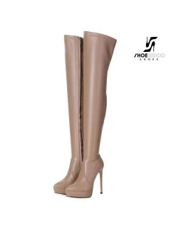 Giaro Giaro Platform Thigh Boots SPIRE In Taupe -Urban Sole Shop giaro giaro platform thigh boots spire in taupe 6