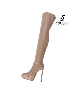 Giaro Giaro Platform Thigh Boots SPIRE In Taupe -Urban Sole Shop giaro giaro platform thigh boots spire in taupe 8