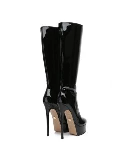 Giaro Giaro STACKSTAND BLACK SHINY KNEE BOOTS -Urban Sole Shop giaro giaro stackstand black shiny knee boots 6