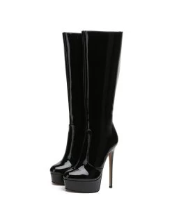 Giaro Giaro STACKSTAND BLACK SHINY KNEE BOOTS -Urban Sole Shop giaro giaro stackstand black shiny knee boots 7
