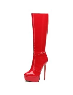 Giaro Giaro STACKSTAND RED SHINY KNEE BOOTS -Urban Sole Shop giaro giaro stackstand red shiny knee boots 1