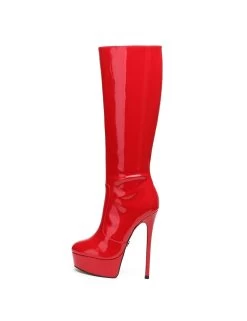Giaro Giaro STACKSTAND RED SHINY KNEE BOOTS