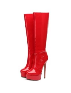 Giaro Giaro STACKSTAND RED SHINY KNEE BOOTS -Urban Sole Shop giaro giaro stackstand red shiny knee boots 7