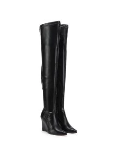 Giaro Giaro Thigh Boots With Wedge Heel EVERSON In Black Matte -Urban Sole Shop giaro giaro thigh boots with wedge heel everson in 2