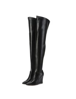 Giaro Giaro Thigh Boots With Wedge Heel EVERSON In Black Matte -Urban Sole Shop giaro giaro thigh boots with wedge heel everson in 4