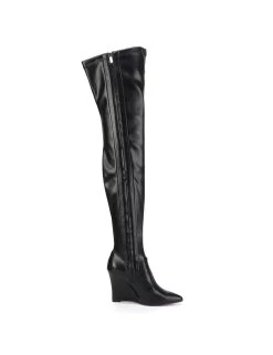Giaro Giaro Thigh Boots With Wedge Heel EVERSON In Black Matte -Urban Sole Shop giaro giaro thigh boots with wedge heel everson in 6
