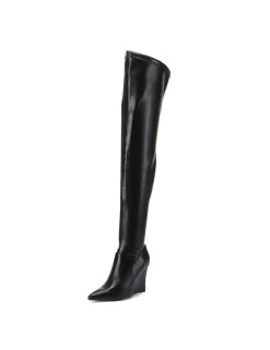 Giaro Giaro Thigh Boots With Wedge Heel EVERSON In Black Matte -Urban Sole Shop giaro giaro thigh boots with wedge heel everson in 8