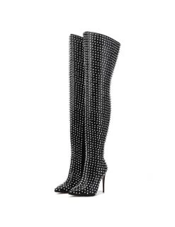 Giaro Giaro TINDRA BLACK/SILVER THIGH BOOTS -Urban Sole Shop giaro giaro tindra black silver thigh boots 5
