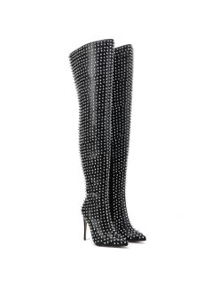 Giaro Giaro TINDRA BLACK/SILVER THIGH BOOTS -Urban Sole Shop giaro giaro tindra black silver thigh boots 8
