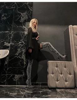 Giaro Giaro TINDRA BLACK/SILVER THIGH BOOTS -Urban Sole Shop giaro giaro tindra black silver thigh boots 9