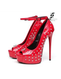 Giaro Red Shiny Giaro "Galana" Platforms With Spikes -Urban Sole Shop giaro red shiny giaro galana platforms with spikes 4