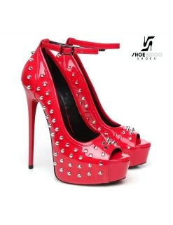 Giaro Red Shiny Giaro "Galana" Platforms With Spikes -Urban Sole Shop giaro red shiny giaro galana platforms with spikes 5