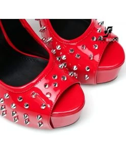 Giaro Red Shiny Giaro "Galana" Platforms With Spikes -Urban Sole Shop giaro red shiny giaro galana platforms with spikes 6