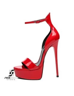 Giaro Red Shiny Giaro MINA High Ankle Belt Sandals