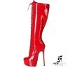 Giaro Red Shiny Lace-up Ultra "Galana MAHAUTE" Knee Boots