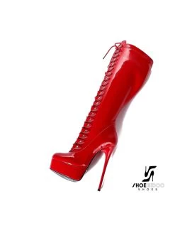 Giaro Red Shiny Lace-up Ultra "Galana MAHAUTE" Knee Boots -Urban Sole Shop giaro red shiny lace up ultra galana mahaute knee 8