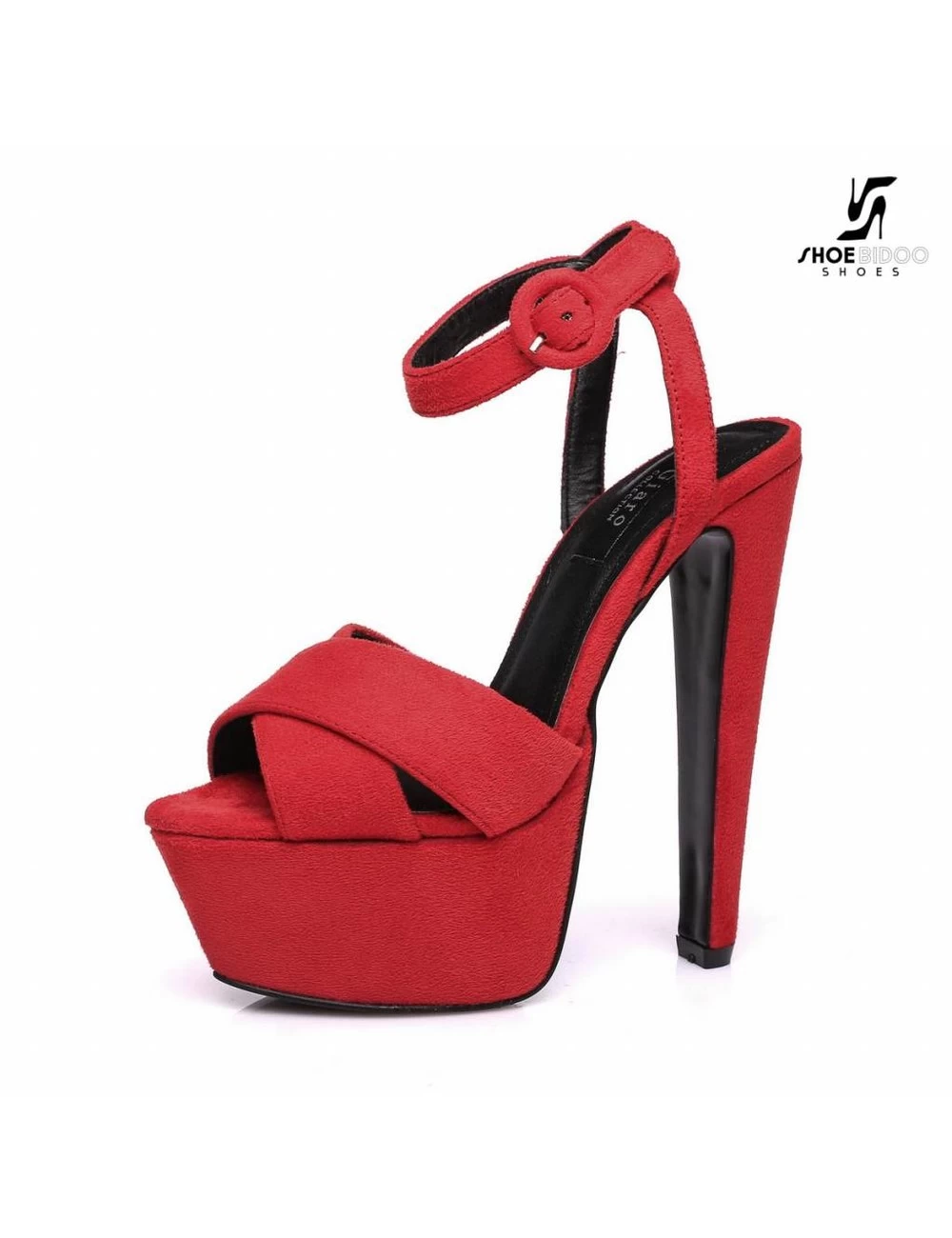 Giaro Red Velour Giaro "Destroyer" Sandals With Anklestrap 3 Giaro Red Velour Giaro "Destroyer" Sandals With Anklestrap - Image 3