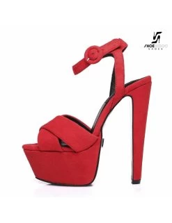 Giaro Red Velour Giaro "Destroyer" Sandals With Anklestrap