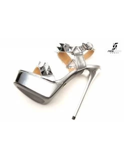Giaro Silver Studded Shiny Strap "Galana" Platform Sandals -Urban Sole Shop giaro silver studded shiny strap galana platform s 4