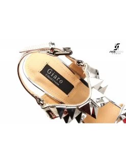 Giaro Silver Studded Shiny Strap "Galana" Platform Sandals -Urban Sole Shop giaro silver studded shiny strap galana platform s 5