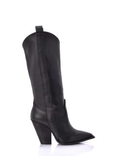 Sanctum Black Leather Raquel High Heel Cowboy Boots