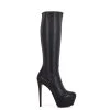 Sanctum High Italian Knee Boots ISIS With Platform Heels In Real Leather