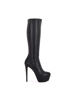 Sanctum High Italian Knee Boots ISIS With Platform Heels In Real Leather