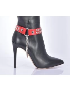 Sanctum LEATHER BOOT BELT LEA - 2CM - SINGLE CHAIN - RED NAPPA -Urban Sole Shop sanctum leather boot belt lea 2cm single chain red 4