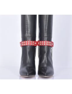Sanctum LEATHER BOOT BELT LEA - 2CM - SINGLE CHAIN - RED NAPPA -Urban Sole Shop sanctum leather boot belt lea 2cm single chain red 5