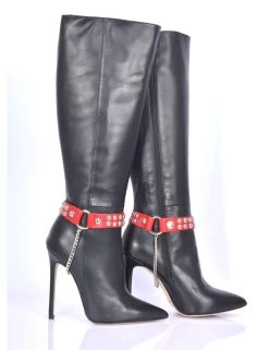Sanctum LEATHER BOOT BELT LEA - 2CM - SINGLE CHAIN - RED NAPPA -Urban Sole Shop sanctum leather boot belt lea 2cm single chain red 8