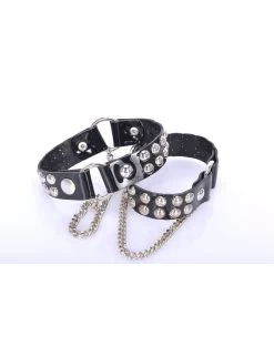 Sanctum VEGAN BOOT BELT LEA - 2CM - SINGLE CHAIN - BLACK SHINY