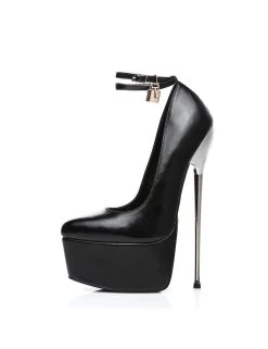SLICK Black ESSENCE Giaro SLICK Platform Pumps With Locking Ankle Strap