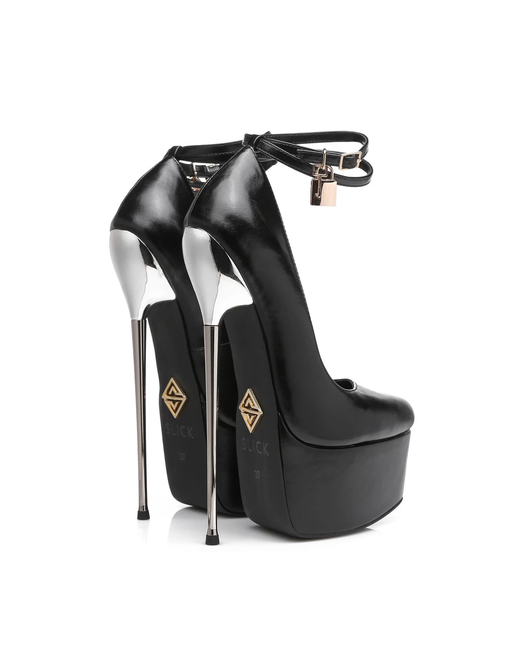 SLICK Black ESSENCE Giaro SLICK Platform Pumps With Locking Ankle Strap 8 SLICK Black ESSENCE Giaro SLICK Platform Pumps With Locking Ankle Strap - Image 8